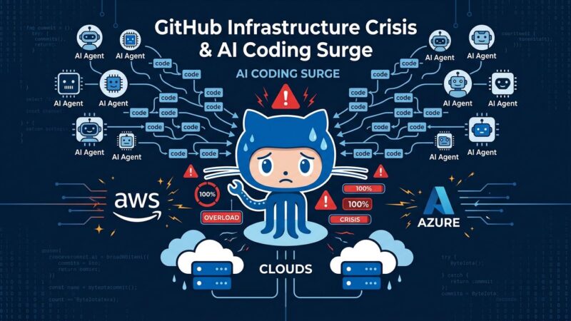 GitHub AI coding surge infrastructure crisis - commits flooding the platform with AWS and Azure cloud logos