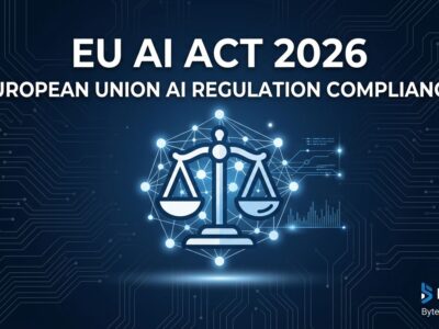 EU AI Act August 2026 compliance guide for developers showing EU regulation scales and neural network