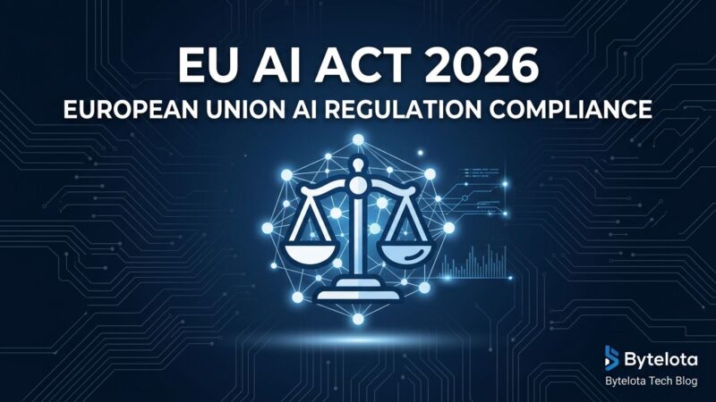 EU AI Act August 2026 compliance guide for developers showing EU regulation scales and neural network