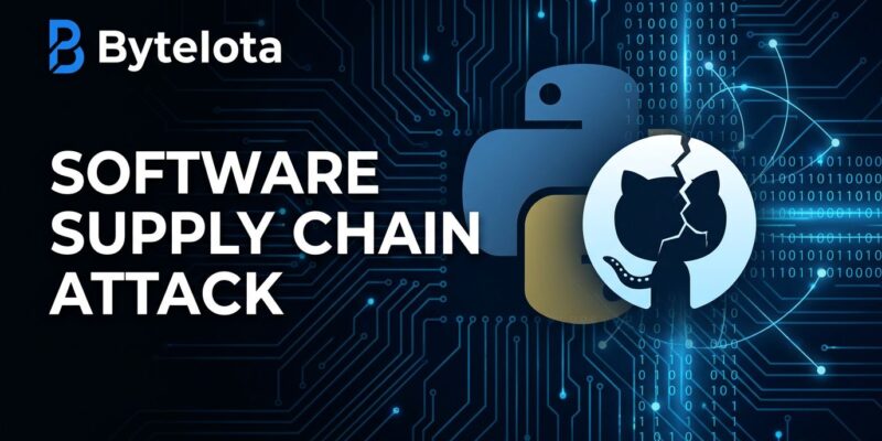 Cybersecurity illustration showing GlassWorm ForceMemo supply chain attack targeting Python repositories on GitHub