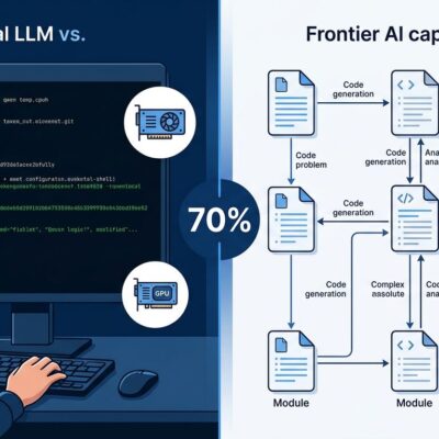Split-screen comparison of local LLM terminal setup versus Claude multi-file reasoning interface