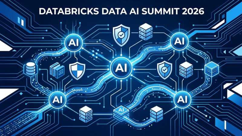 Interconnected AI agents network diagram representing Databricks agentic AI infrastructure at Data + AI Summit 2026