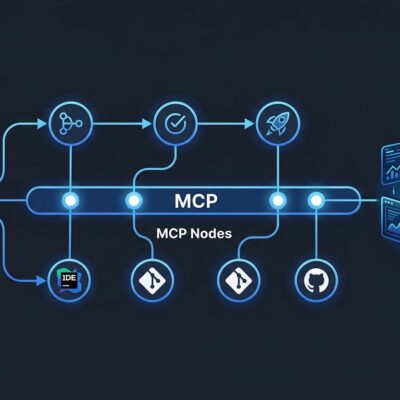 CircleCI MCP Server connecting AI coding agents to CI/CD pipeline data with blue and white diagram