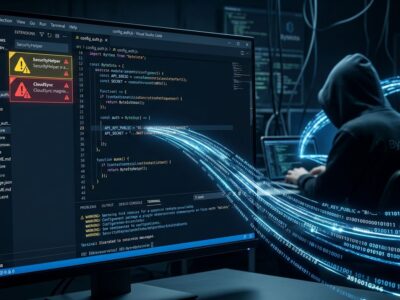 JetBrains Marketplace plugin interface with warning symbols and API key exfiltration visualization