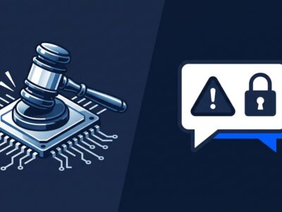 Gavel striking a circuit board representing AI product liability lawsuit