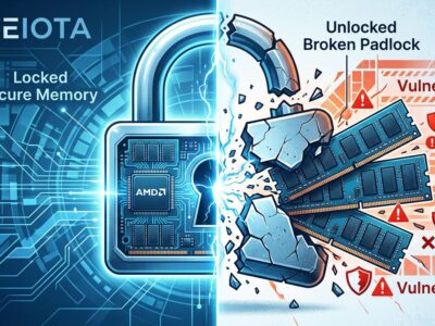 AMD Ryzen chip with broken padlock showing TSME memory encryption removed - ByteIota