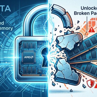 AMD Ryzen chip with broken padlock showing TSME memory encryption removed - ByteIota