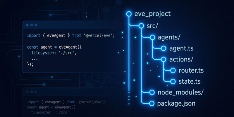 Vercel eve agent framework showing filesystem-first directory structure for TypeScript AI agents