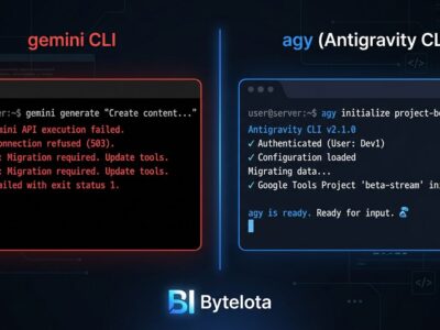 Terminal showing Gemini CLI migration to Antigravity CLI agy command