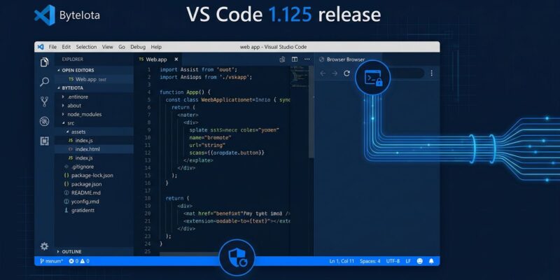VS Code 1.125 integrated browser with remote SSH proxy and extension update security shield