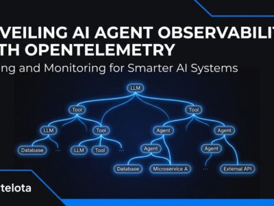 OpenTelemetry distributed trace tree showing AI agent LLM calls and tool spans
