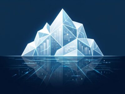 Apache Iceberg 1.11 data lakehouse with deletion vectors and Roaring bitmap visualization on deep blue background