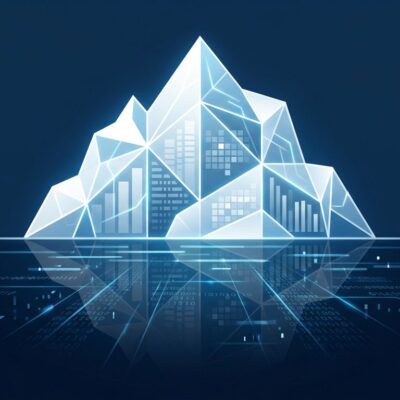 Apache Iceberg 1.11 data lakehouse with deletion vectors and Roaring bitmap visualization on deep blue background