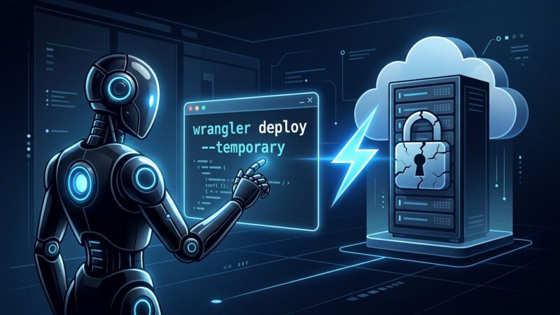 AI agent deploying to Cloudflare Workers using wrangler deploy --temporary flag, bypassing OAuth authentication