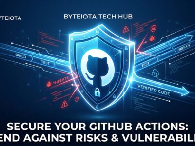 GitHub Actions security shield blocking untrusted workflow triggers - CI/CD pipeline protection
