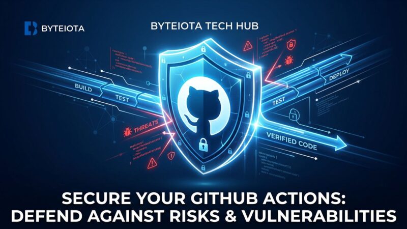 GitHub Actions security shield blocking untrusted workflow triggers - CI/CD pipeline protection