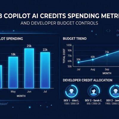 GitHub Copilot AI credits metrics API dashboard showing per-user spending data and budget controls