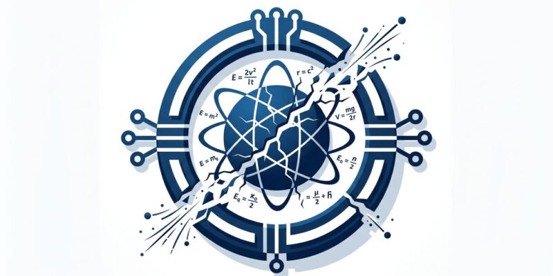 Fractured quantum circuit symbol representing Microsoft Majorana 2 breakthrough and scientific controversy