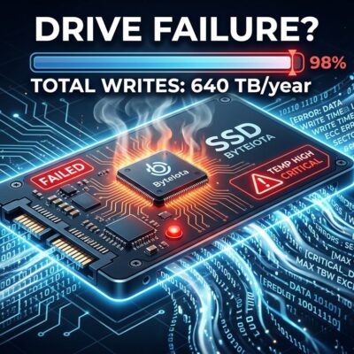 SSD with warning indicators showing OpenAI Codex excessive write bug