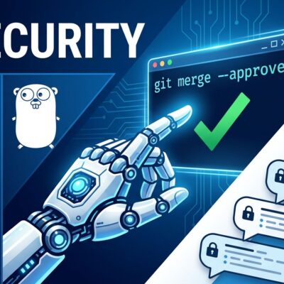 AI robotic arm submitting pull requests to open-source projects including cURL Python and Go with security merge checkmarks