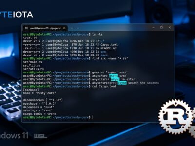 Windows terminal showing Linux commands like ls, grep, find running natively via Microsoft Coreutils for Windows