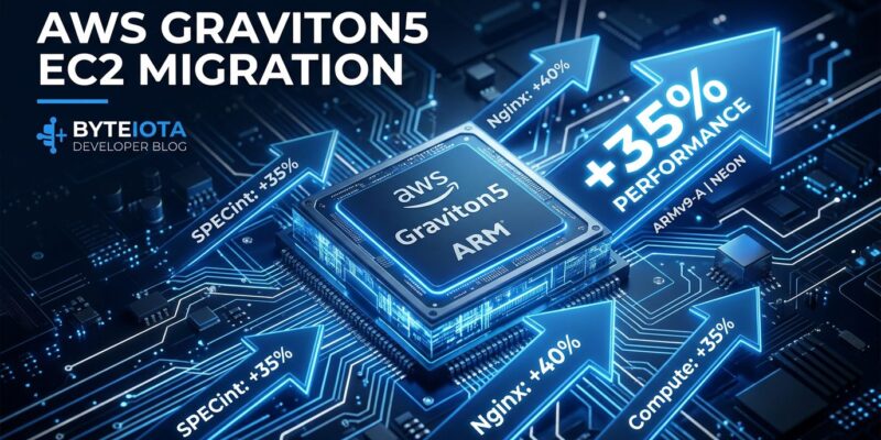 AWS Graviton5 M9g EC2 instances chip architecture showing 35% performance gains over Graviton4