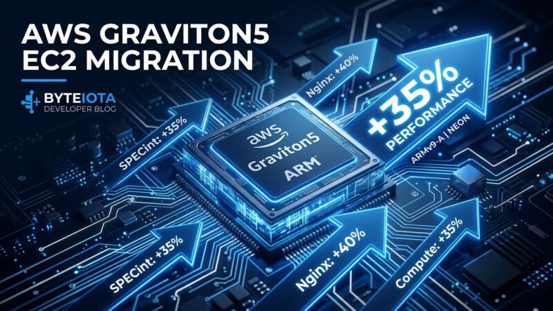 AWS Graviton5 M9g EC2 instances chip architecture showing 35% performance gains over Graviton4