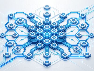 Abstract visualization of parallel cloud computing nodes for AI coding agents