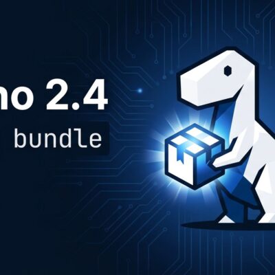 Deno 2.4 release featuring the return of deno bundle powered by esbuild with the Deno dinosaur mascot on a dark blue background