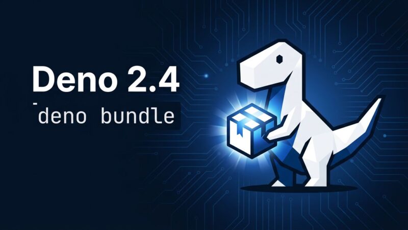 Deno 2.4 release featuring the return of deno bundle powered by esbuild with the Deno dinosaur mascot on a dark blue background