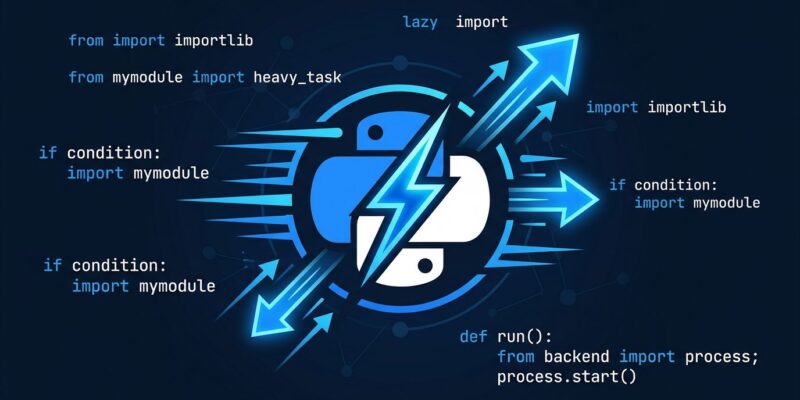 Python 3.15 lazy imports PEP 810 featured image showing fast module loading with blue and white design