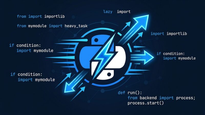 Python 3.15 lazy imports PEP 810 featured image showing fast module loading with blue and white design