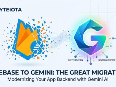 Firebase Imagen models shutting down, migration to Gemini Image models illustrated with blue and white tech design
