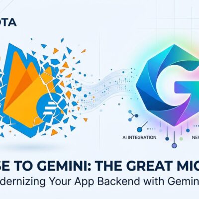 Firebase Imagen models shutting down, migration to Gemini Image models illustrated with blue and white tech design