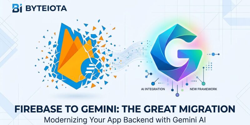 Firebase Imagen models shutting down, migration to Gemini Image models illustrated with blue and white tech design