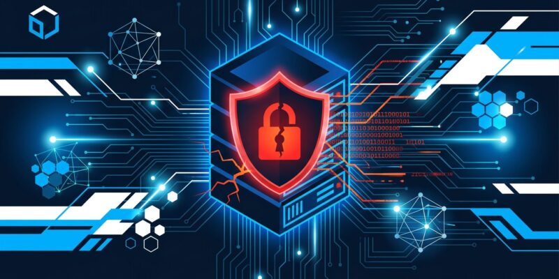 Splunk SIEM server with security warning shield illustrating CVE-2026-20253 critical RCE vulnerability