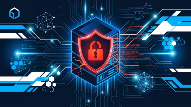 Splunk SIEM server with security warning shield illustrating CVE-2026-20253 critical RCE vulnerability