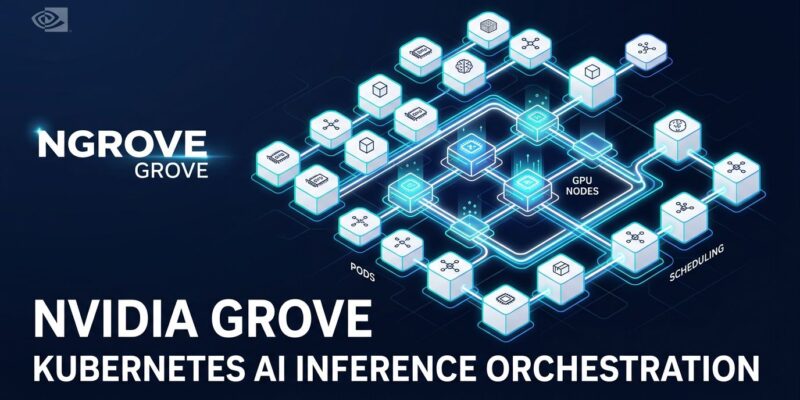 NVIDIA Grove open-source Kubernetes API orchestrating multi-component AI inference workloads with GPU cluster topology visualization