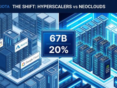 Neocloud vs hyperscaler GPU cloud infrastructure comparison showing $267B AI cloud market split