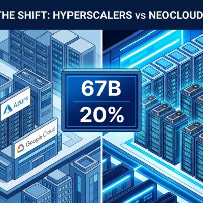 Neocloud vs hyperscaler GPU cloud infrastructure comparison showing $267B AI cloud market split