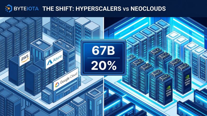 Neocloud vs hyperscaler GPU cloud infrastructure comparison showing $267B AI cloud market split