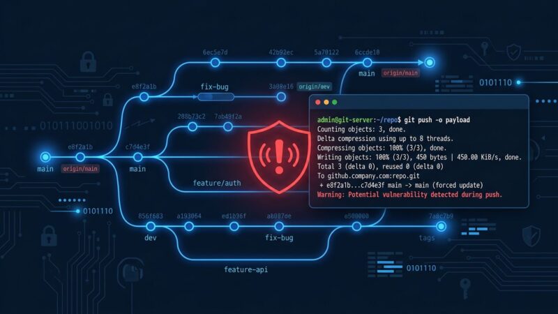 GitHub Enterprise Server RCE vulnerability CVE-2026-3854 - git push injection attack diagram