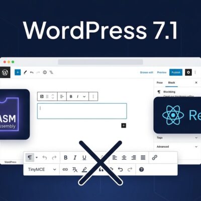 WordPress 7.1 roadmap showing WASM media processing, React 19 upgrade, and Classic block deprecation for developers