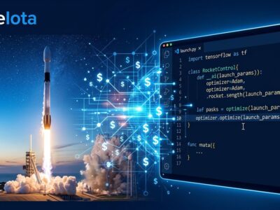 SpaceX rocket merging with AI code editor representing the 0B Cursor acquisition and its impact on developers