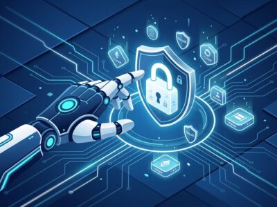 AI agent with authorization locks and OAuth shields representing production security