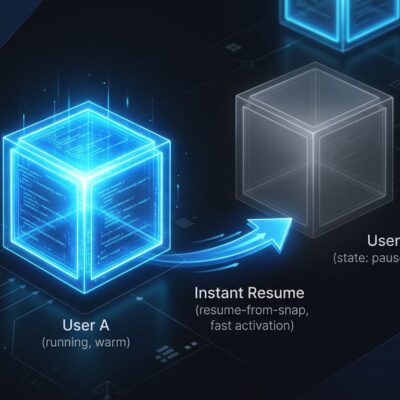 AWS Lambda MicroVMs Firecracker isolated VM sandboxes diagram showing active and suspended states