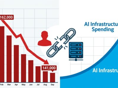 Data visualization showing Oracle workforce reduction versus AI infrastructure spending increase in 2026