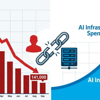 Data visualization showing Oracle workforce reduction versus AI infrastructure spending increase in 2026