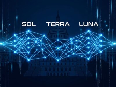 GPT-5.6 Sol, Terra, and Luna neural network visualization with US Capitol silhouette representing government access restrictions