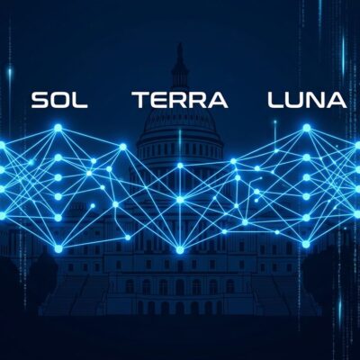 GPT-5.6 Sol, Terra, and Luna neural network visualization with US Capitol silhouette representing government access restrictions